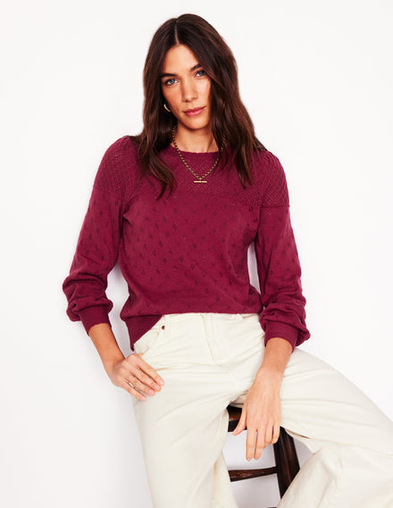 Rosalie Pointelle Jumper-Terracotta