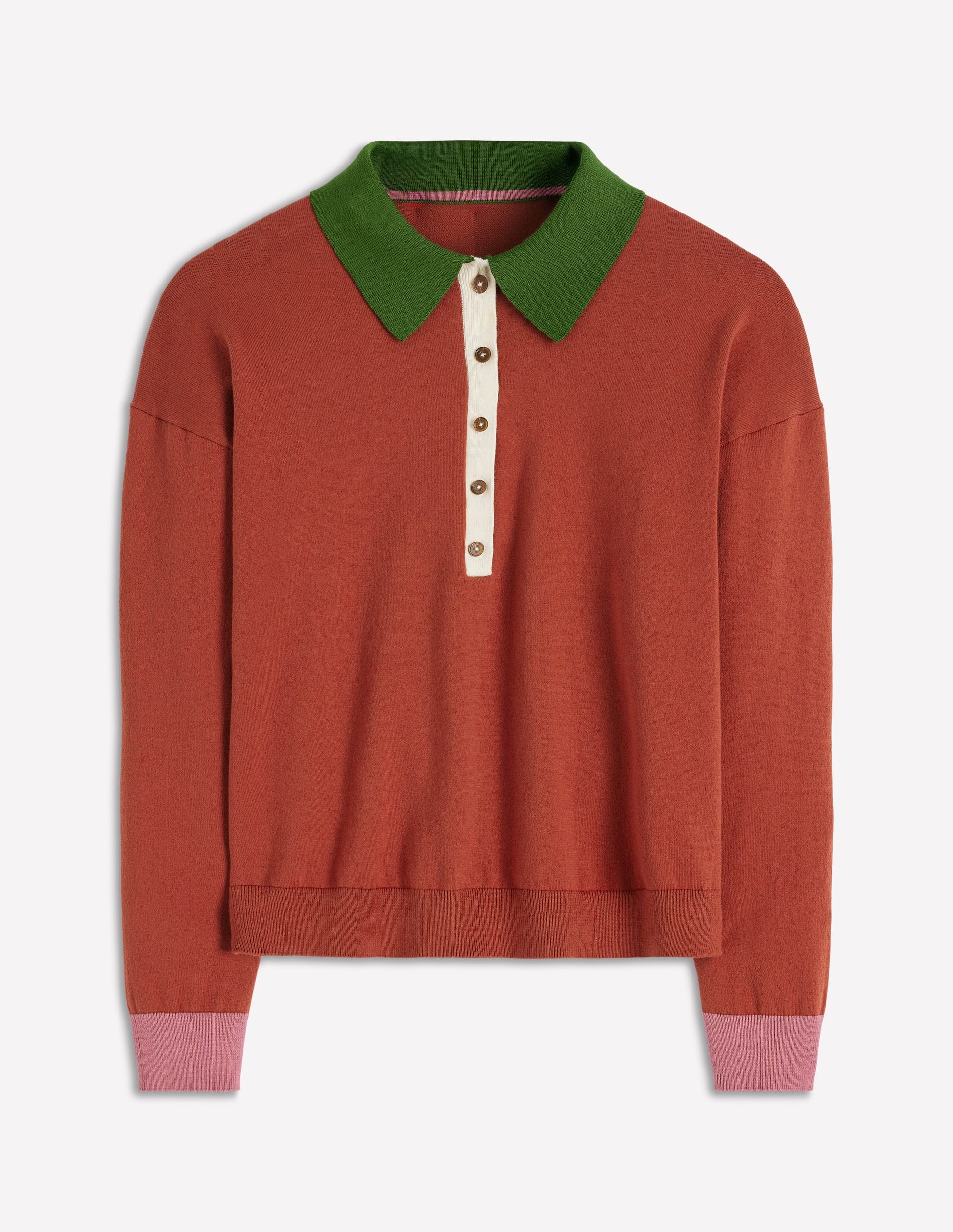 Lara Cotton Henley Jumper-Barn Red-6