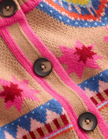 Abi Jacquard Cardigan-Camel Melange, Hearts-6