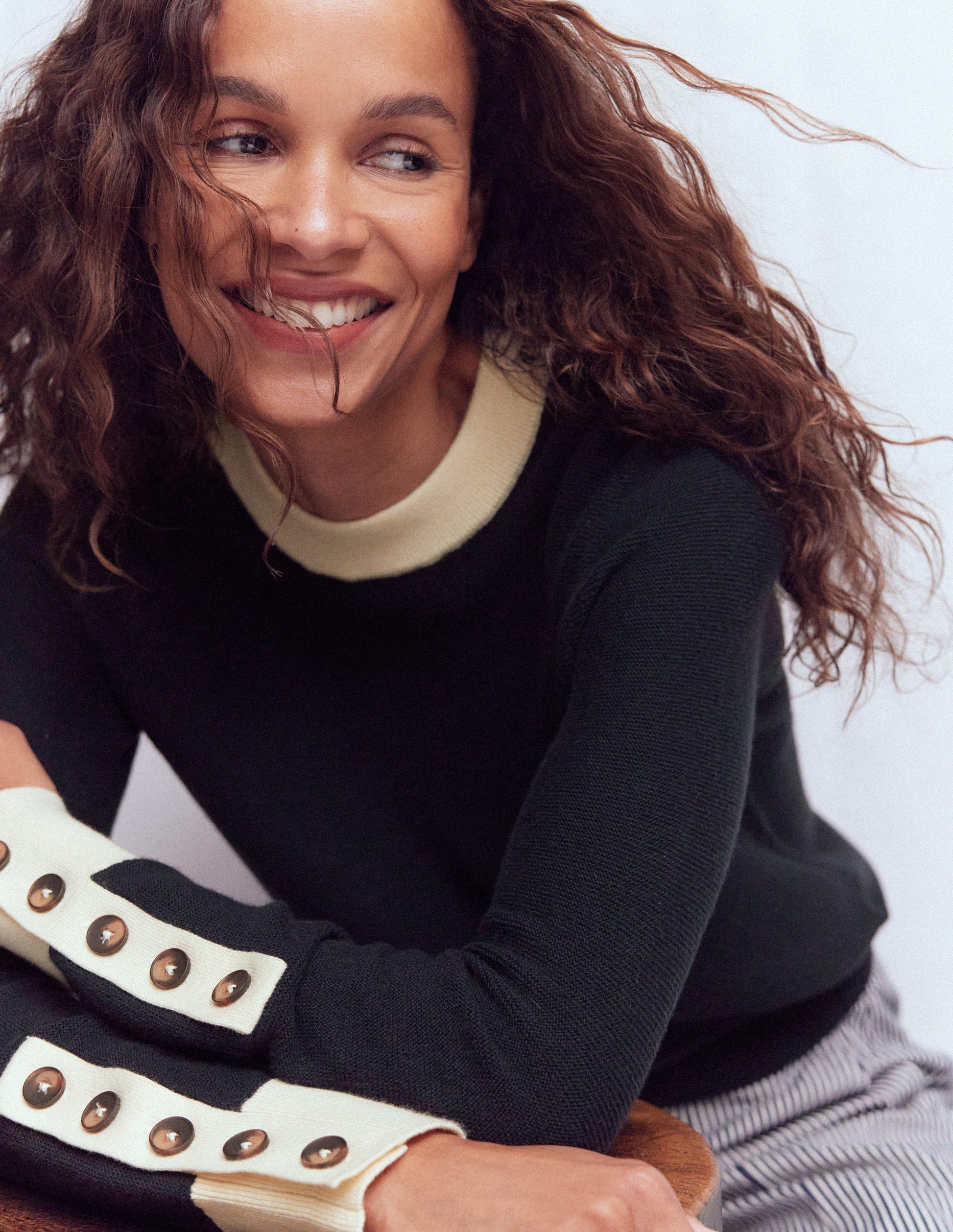 Grace Colour Block Jumper-Navy-1