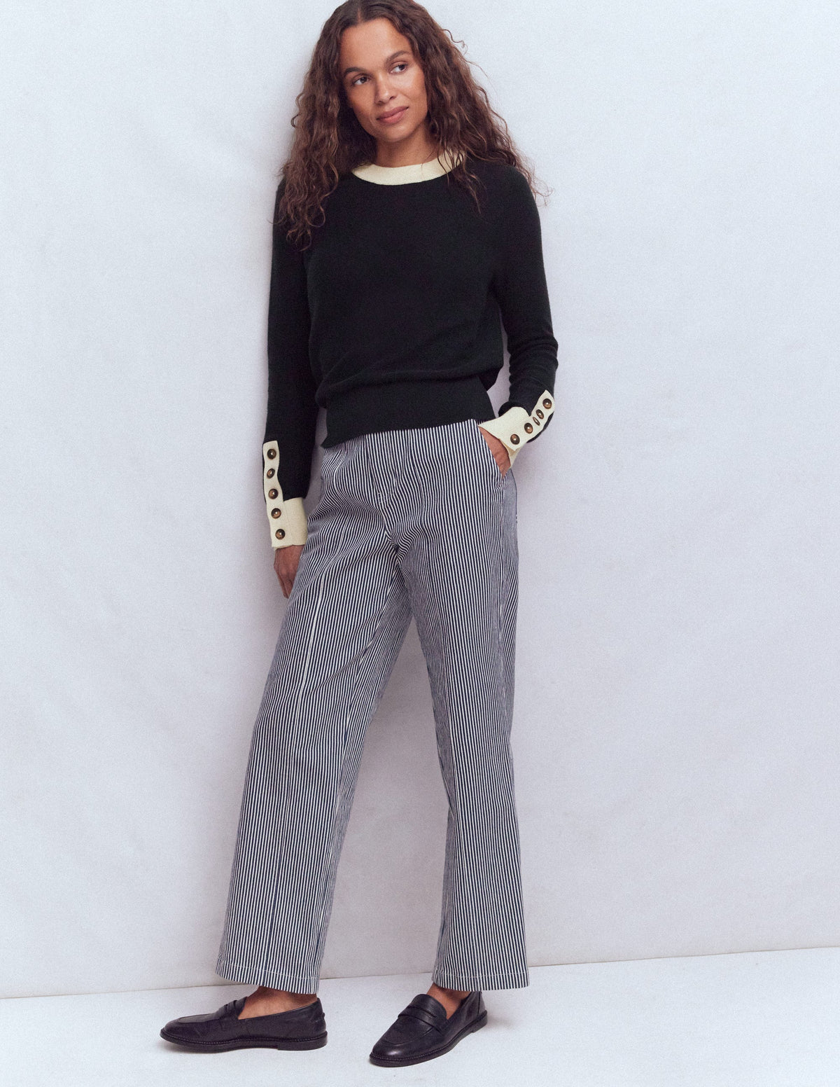Grace Colour Block Jumper-Navy - Image 4