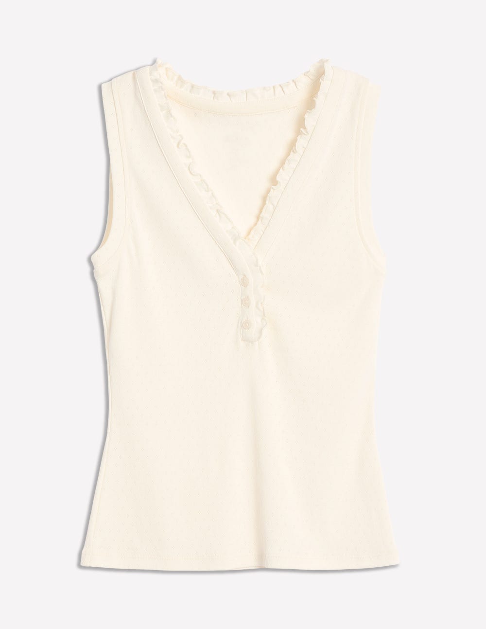 Jersey Henley Pyjama Vest-Ivory - Image 5