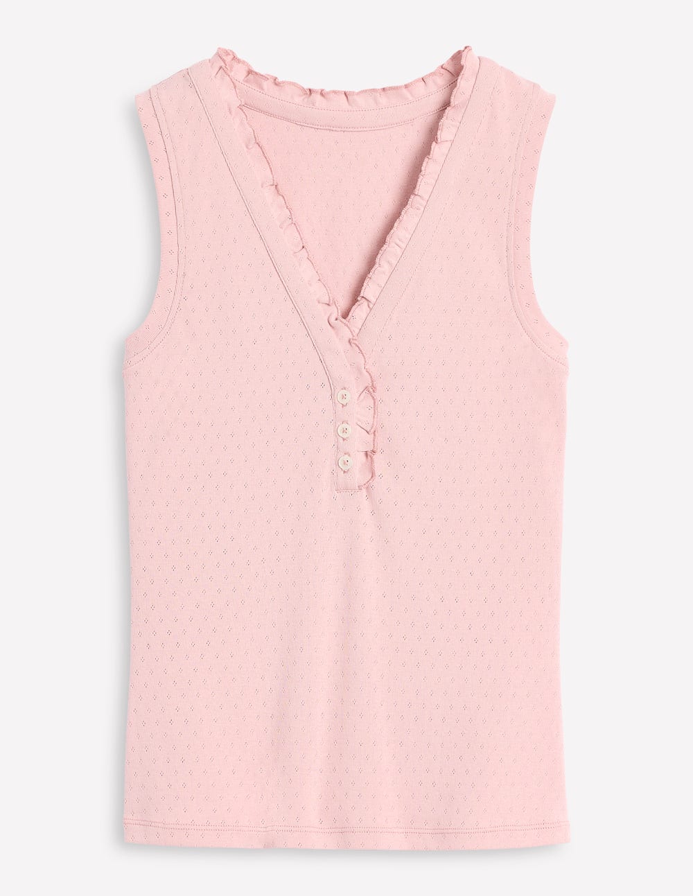 Jersey Henley Pyjama Vest-Light Pink Marl