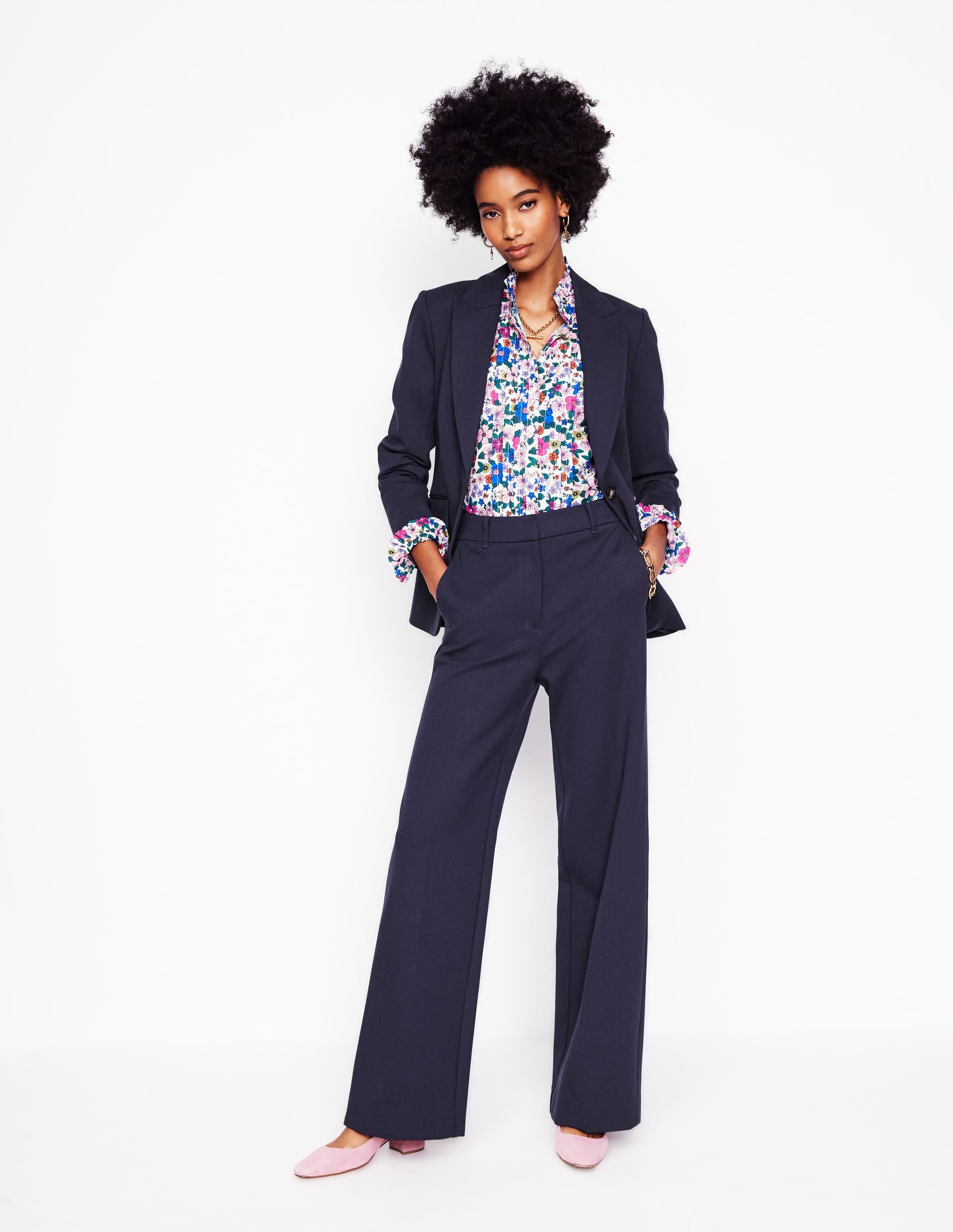 Westbourne Ponte Trousers-Navy - Image 1