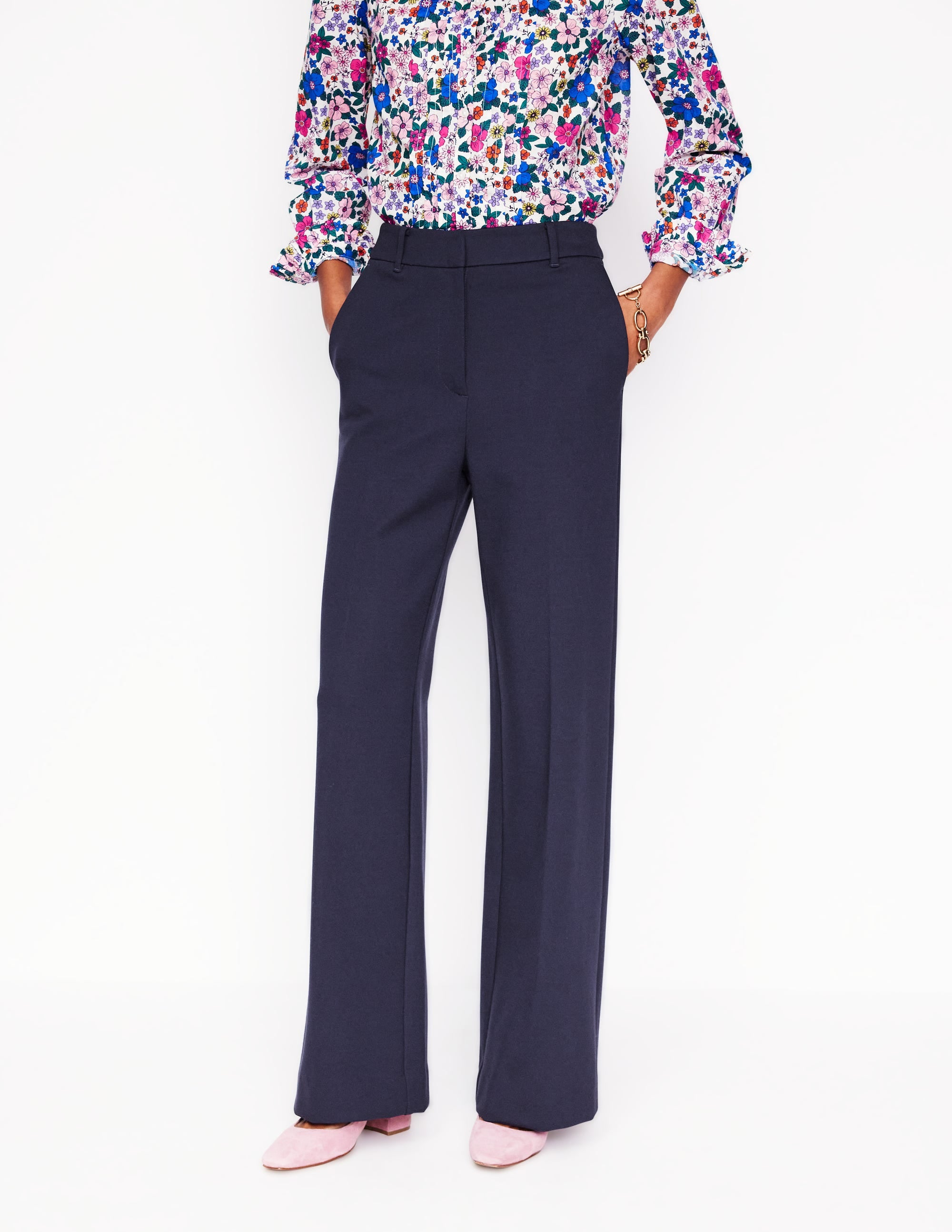 Westbourne Ponte Trousers-Navy - Image 3