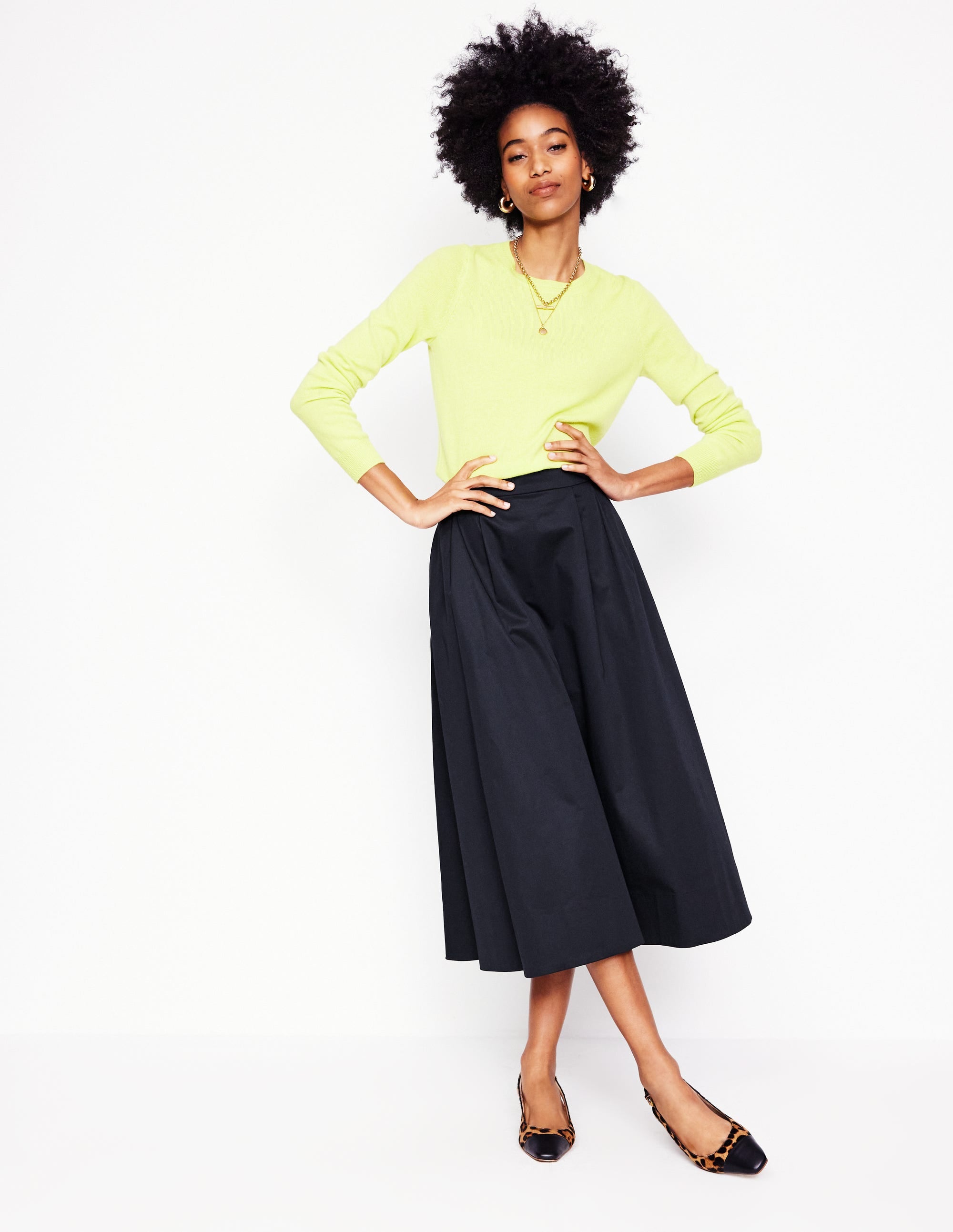 Isabella Cotton Sateen Skirt-Black - Image 1
