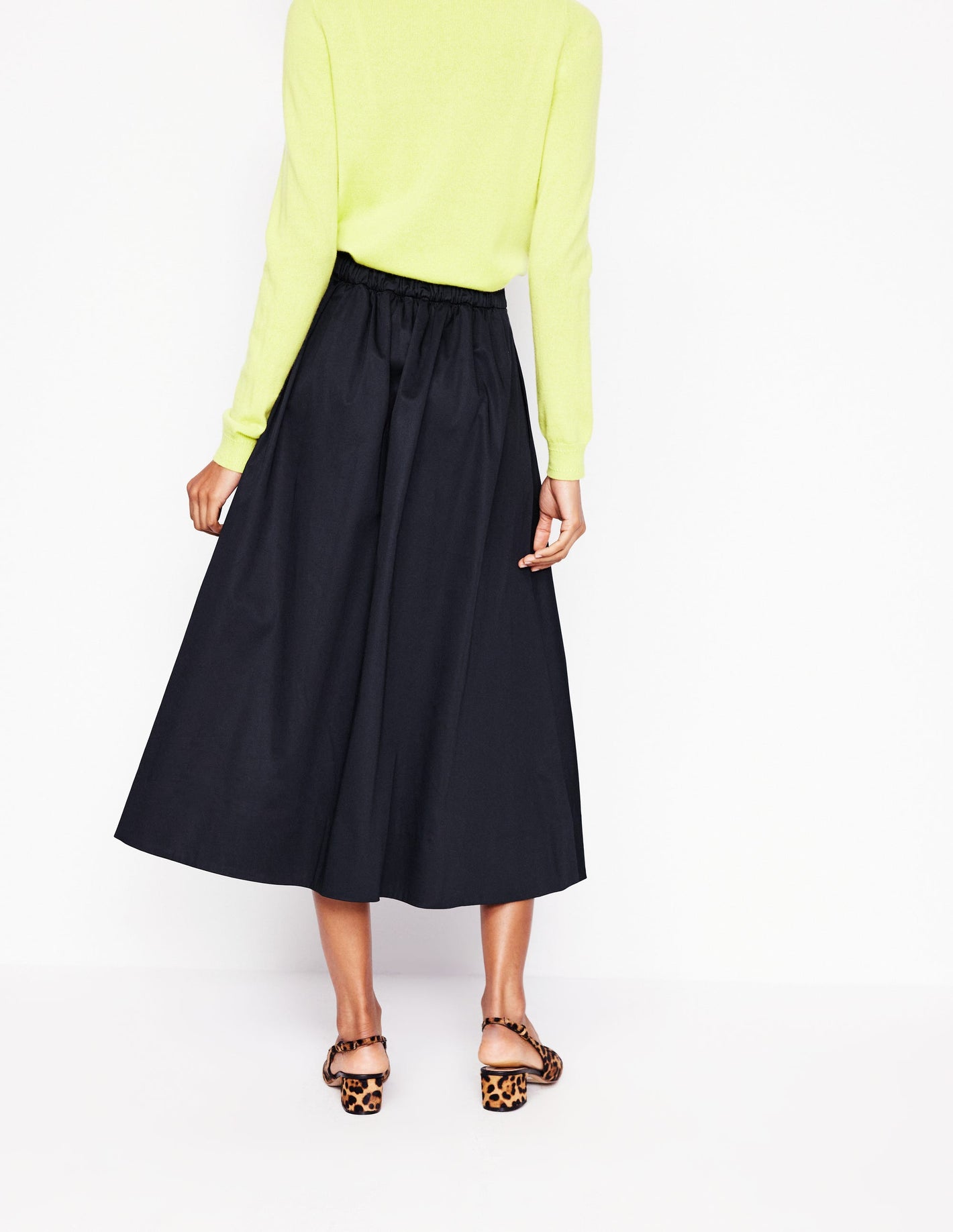 Isabella Cotton Sateen Skirt-Black