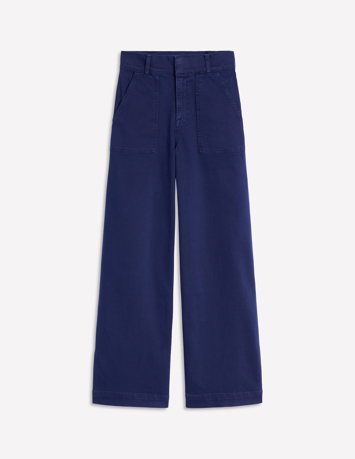 Wide Leg Cargo Trousers-Navy