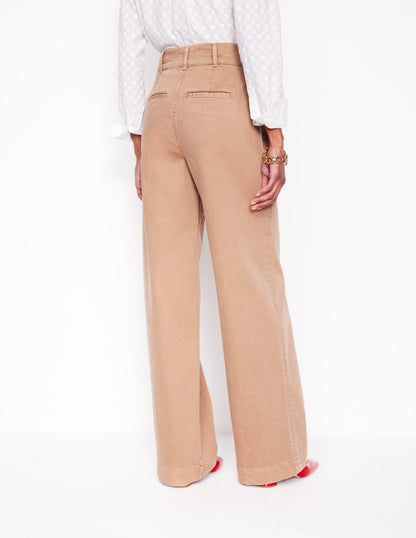 Wide Leg Cargo Trousers-Cappuccino