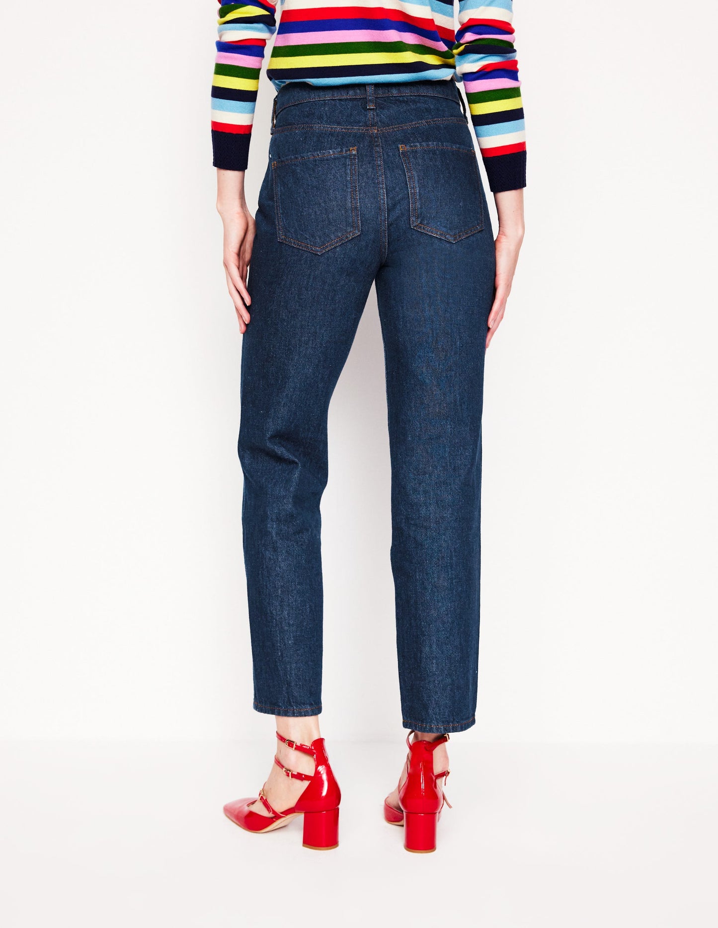 High Rise Straight Leg Jeans-Indigo