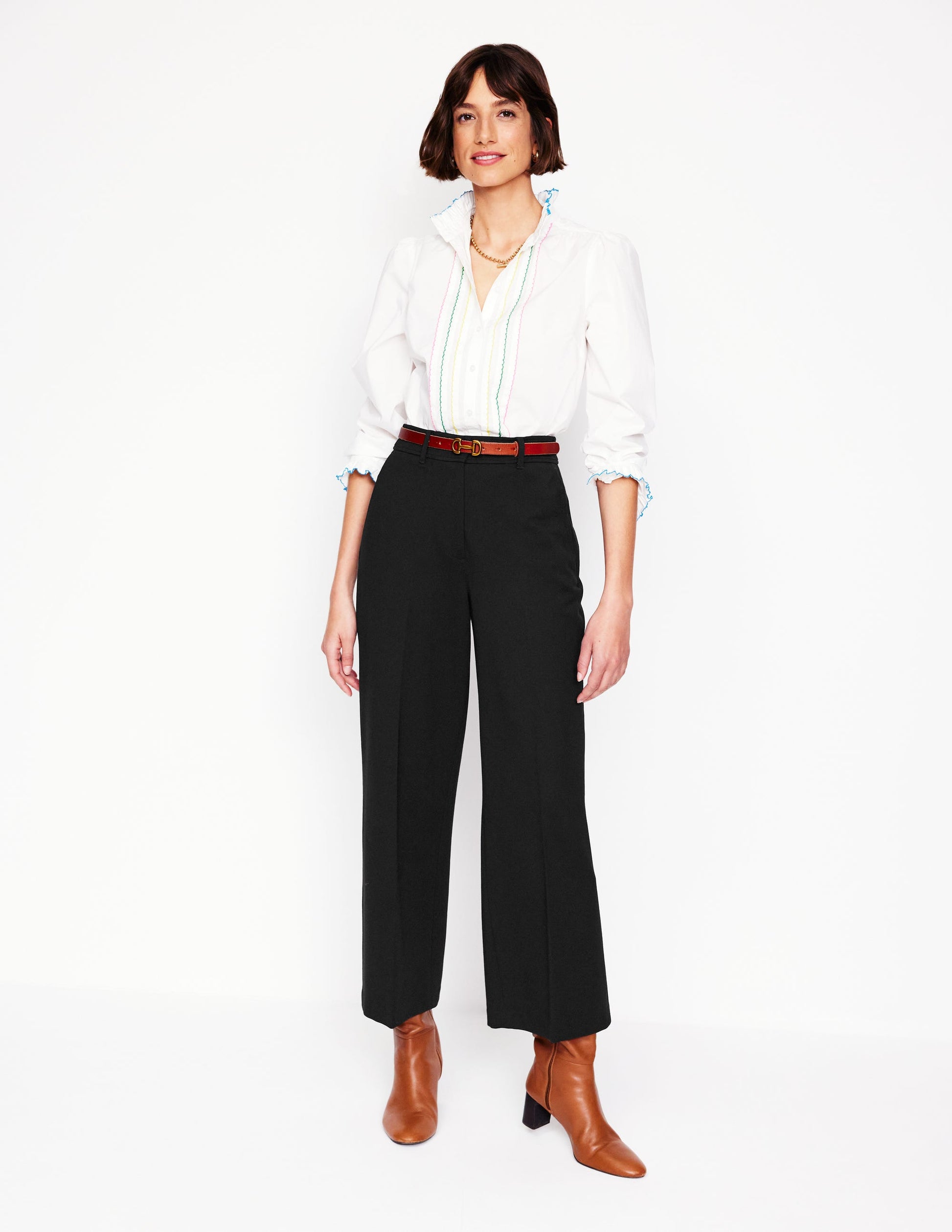 Cropped Ponte Trousers-Black-1