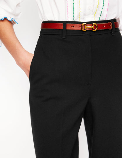 Cropped Ponte Trousers-Black-2