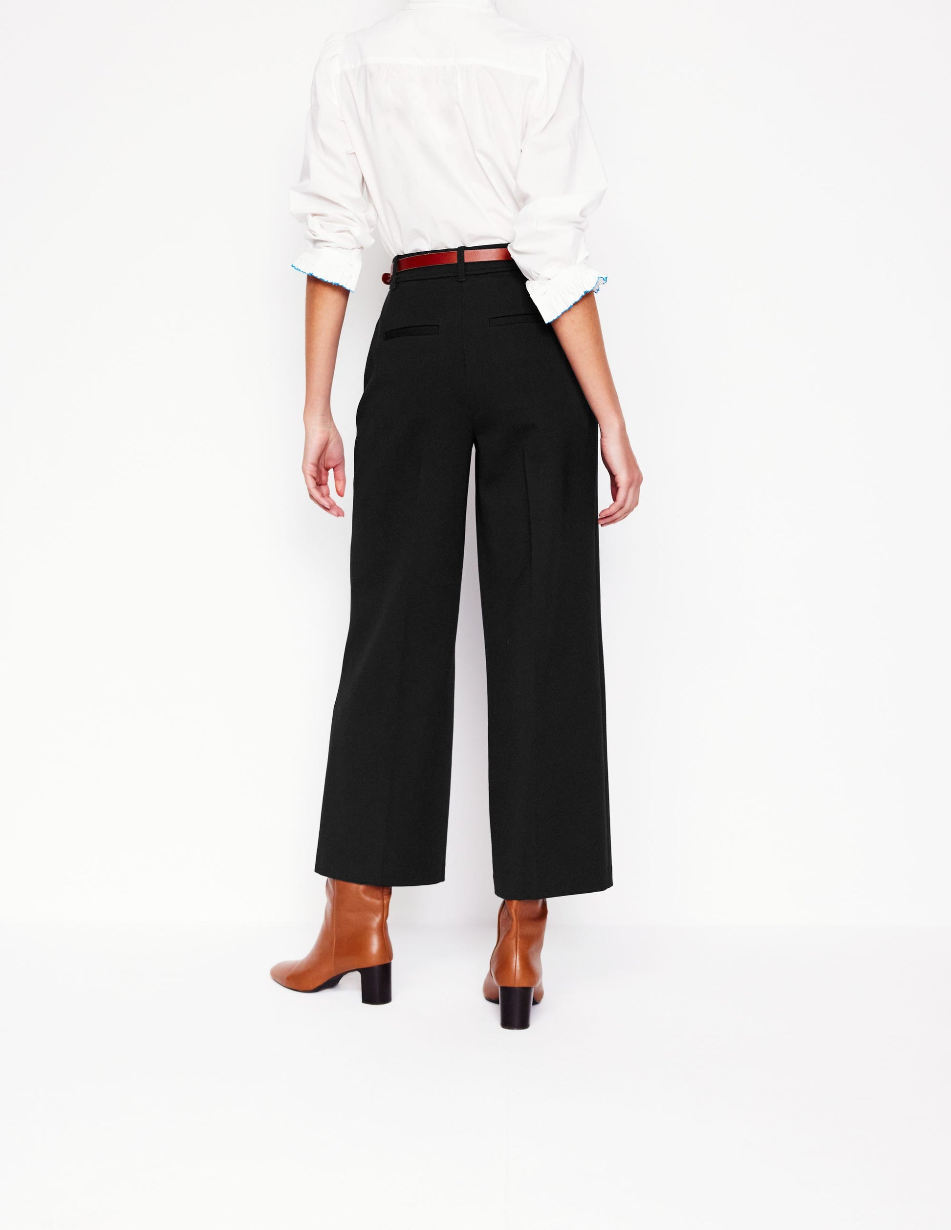 Cropped Ponte Trousers-Black-4