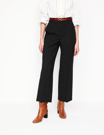 Cropped Ponte Trousers-Black-5