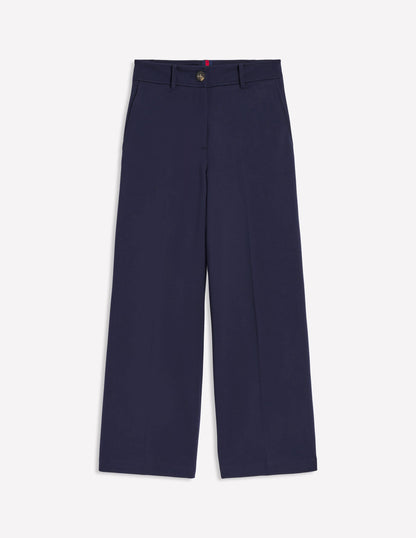 Cropped Ponte Trousers-Navy-6