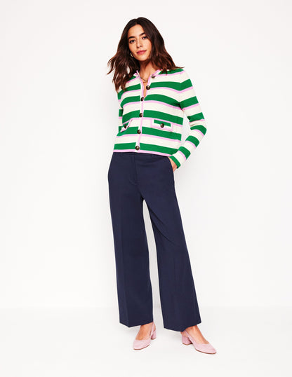Cropped Ponte Trousers-Navy-5