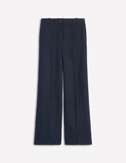 Westbourne Linen Trousers-Navy