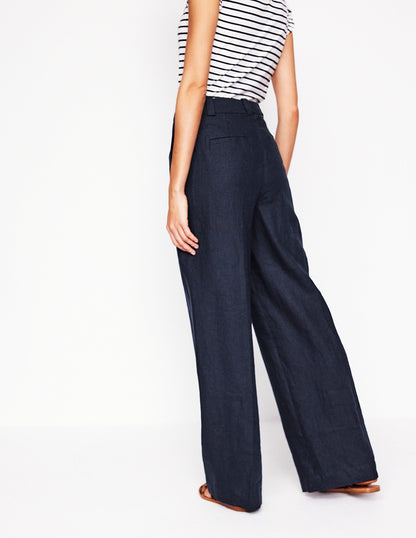 Westbourne Linen Trousers-Navy