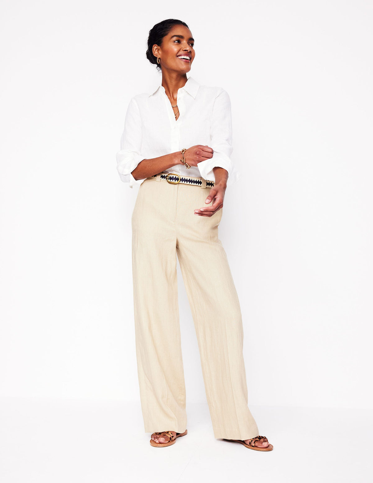 Westbourne Linen Trousers-Oatmeal - Image 1