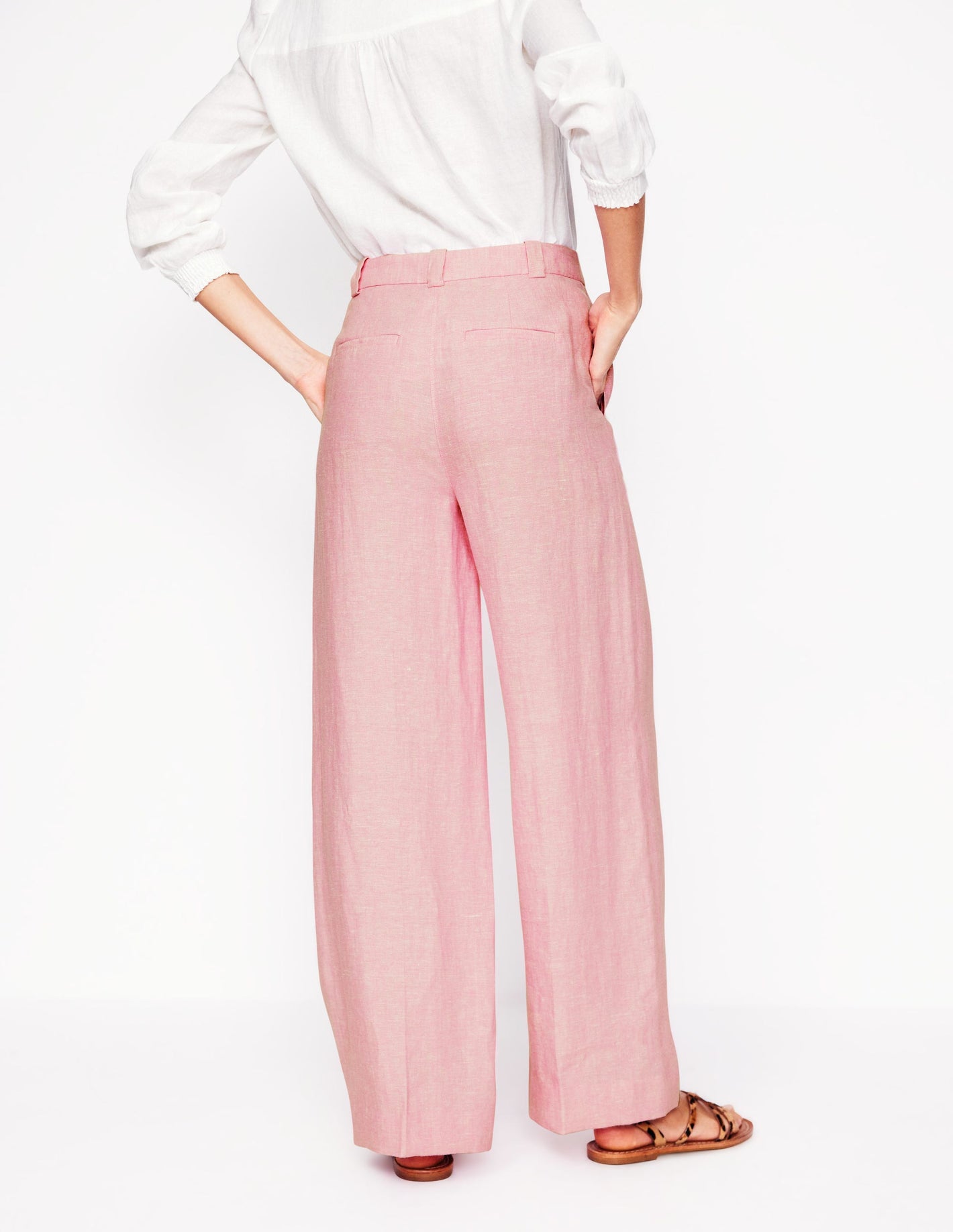 Westbourne Linen Trousers-Meadowsweet Pink Chambray