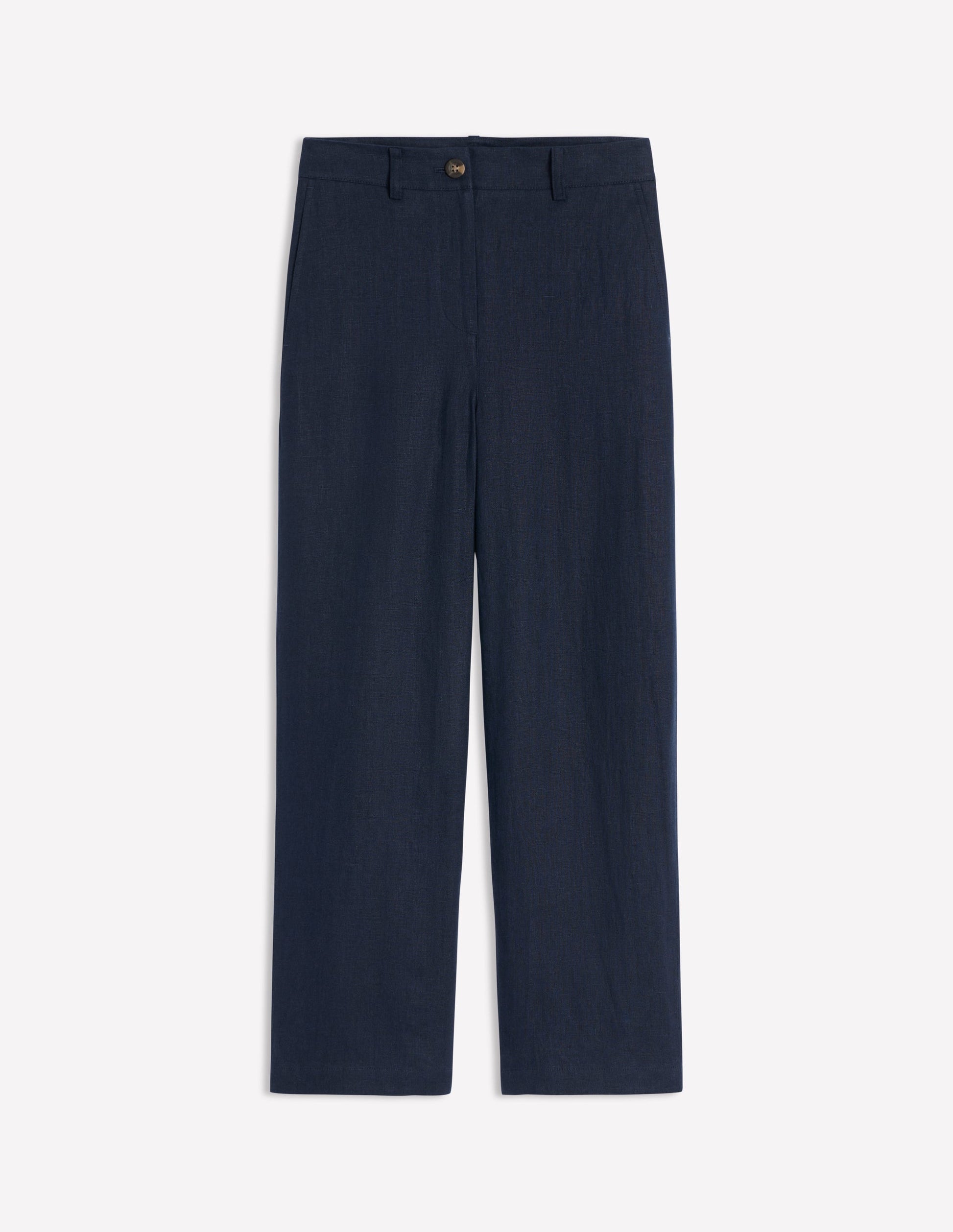 Westbourne Crop Linen Trousers-Navy-5