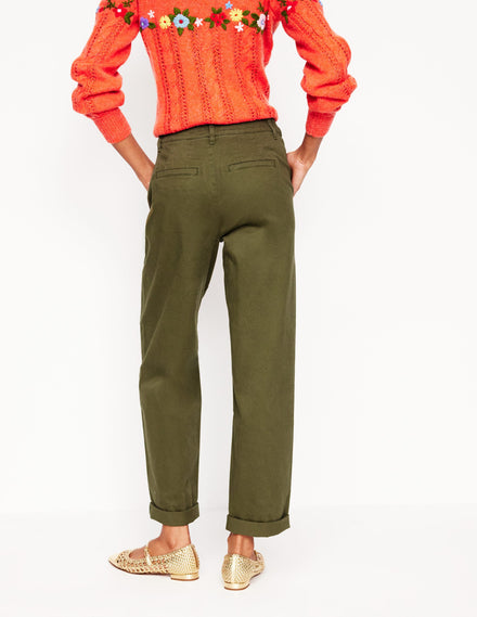 Barnsbury Tape Chino Trousers-Woodland Green