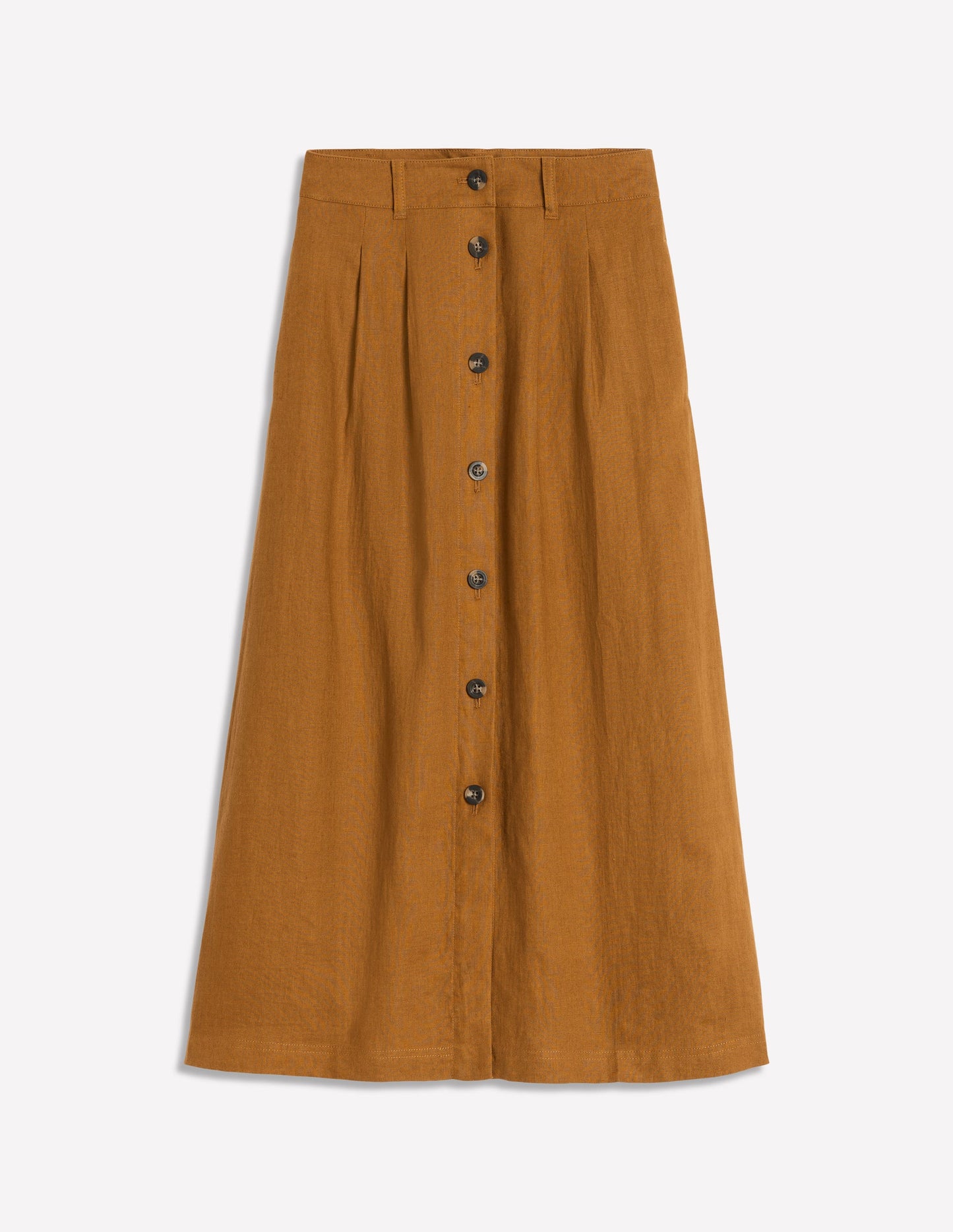 Thomasina Linen Midi Skirt-Gingerbread