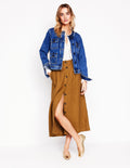Thomasina Linen Midi Skirt-Gingerbread