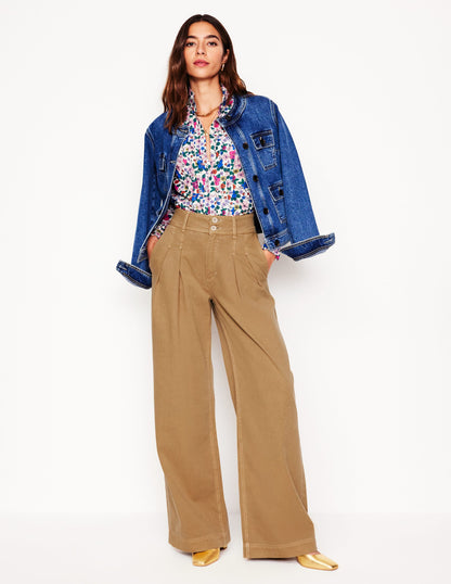 Brompton Wide Leg Trousers-Gingerbread