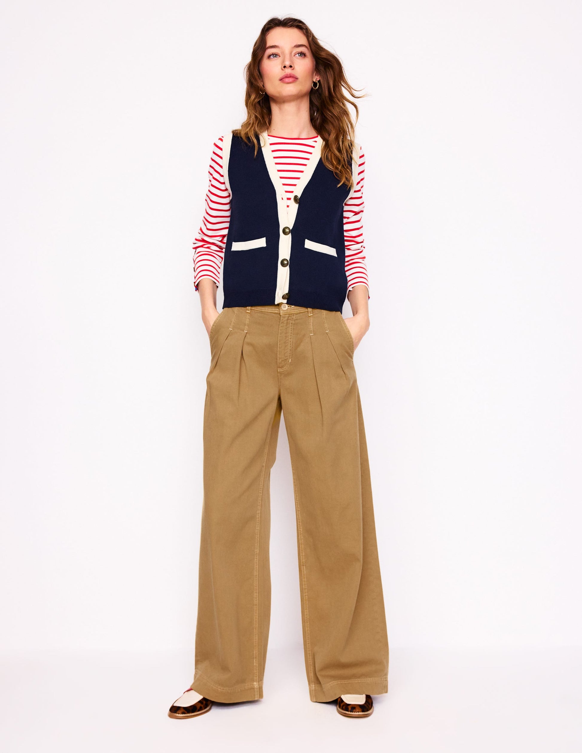 Brompton Wide Leg Trousers-Gingerbread-1