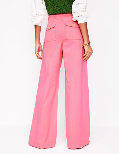 Brompton Wide Leg Trousers-Pink Rose