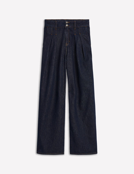 Mid Rise Fluid Denim Trousers-Indigo Rinse