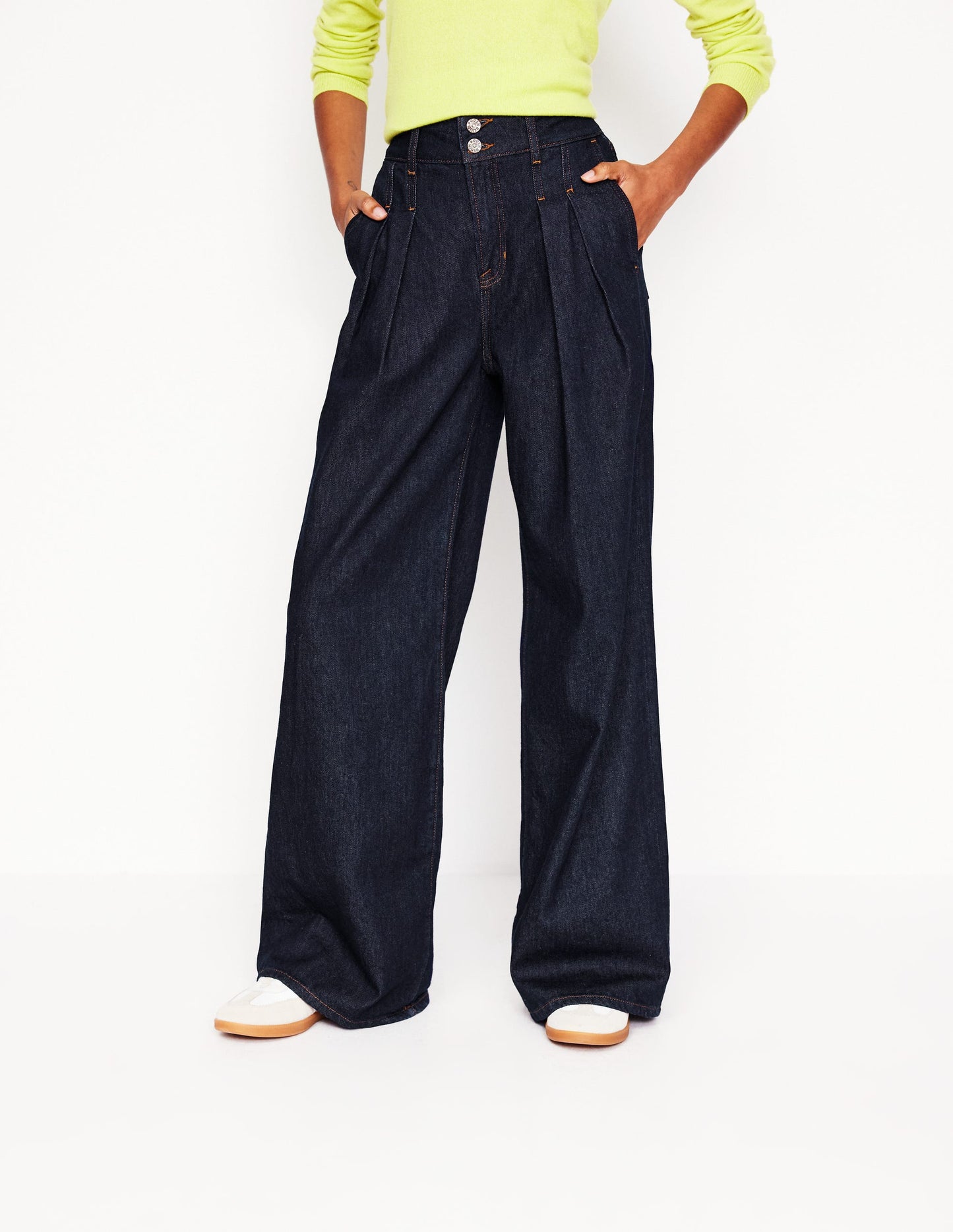 Mid Rise Fluid Denim Trousers-Indigo Rinse