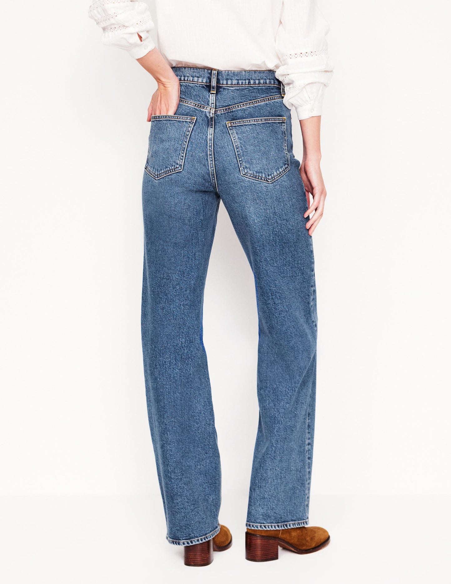 High Rise Column Leg Jeans-Mid Vintage