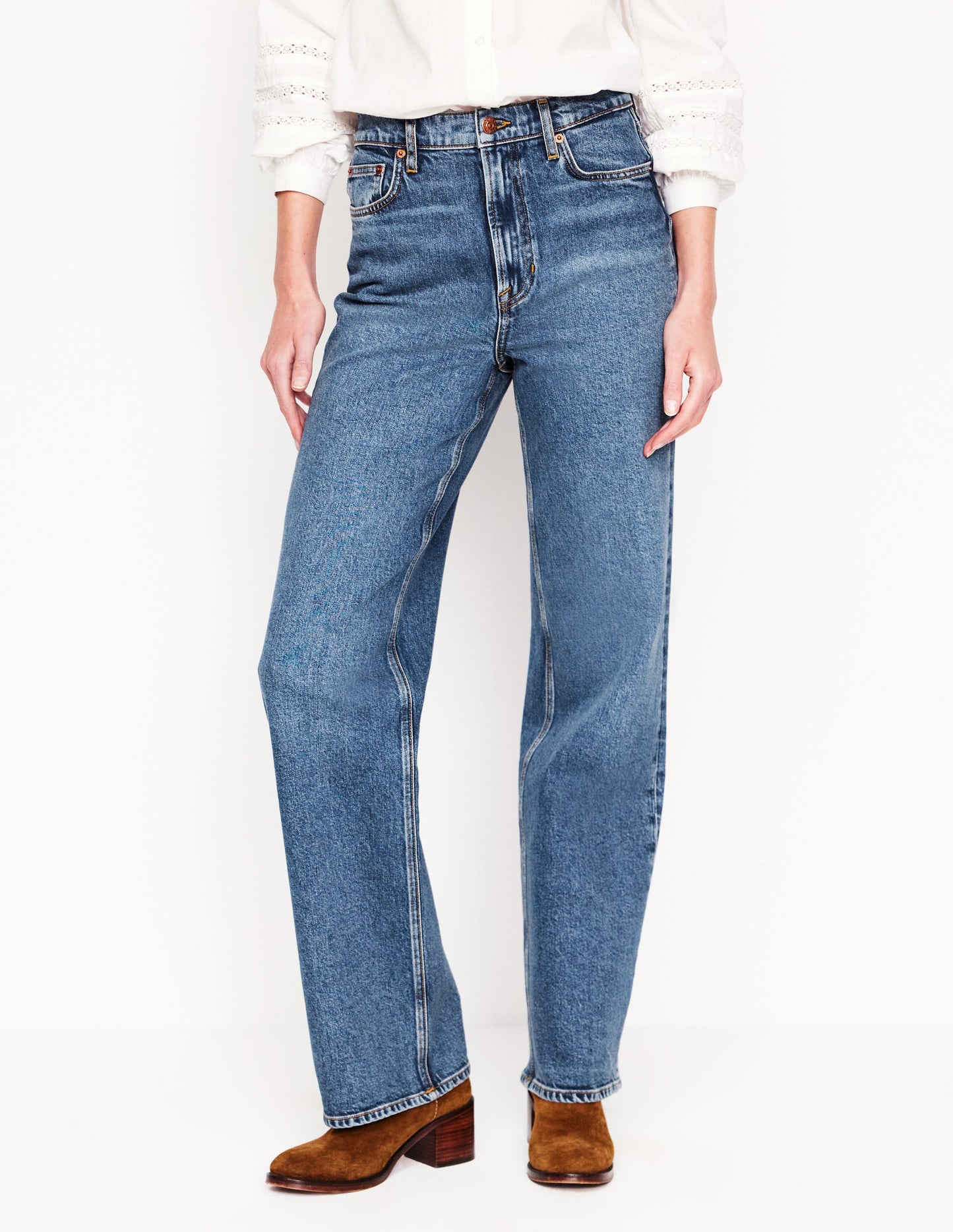 High Rise Column Leg Jeans-Mid Vintage