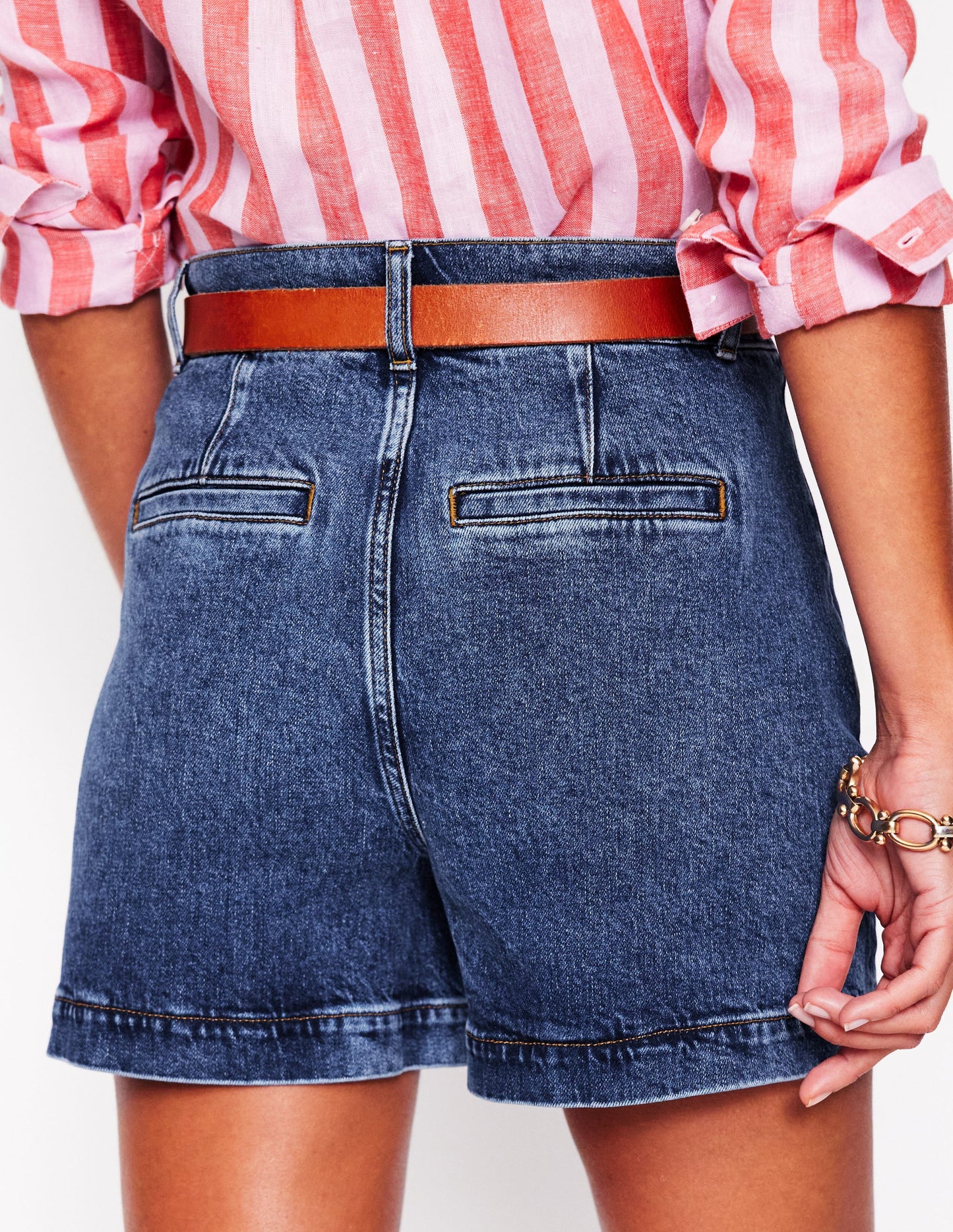 Pocket Front Denim Shorts-Mid Vintage