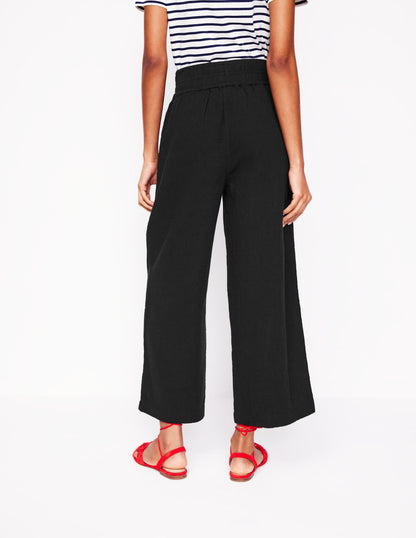 Cropped Double Cloth Trousers-Black