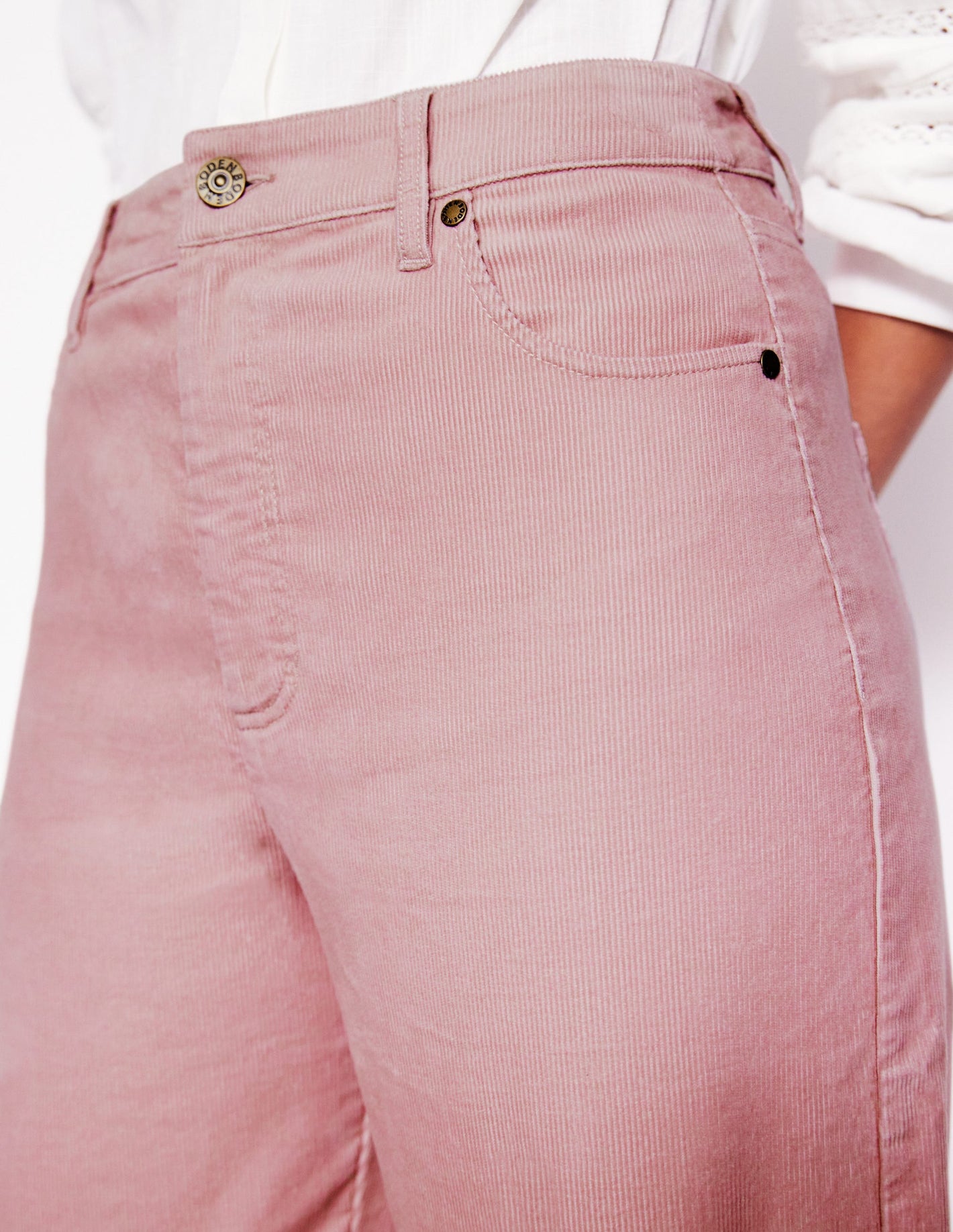 High Rise Straight Cord Jeans-Vintage Pink