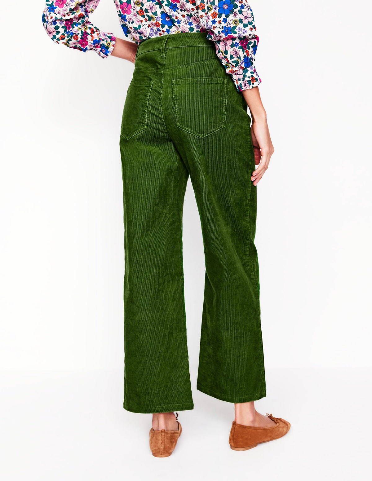 High Rise Straight Cord Jeans-Promenade Green - Image 4