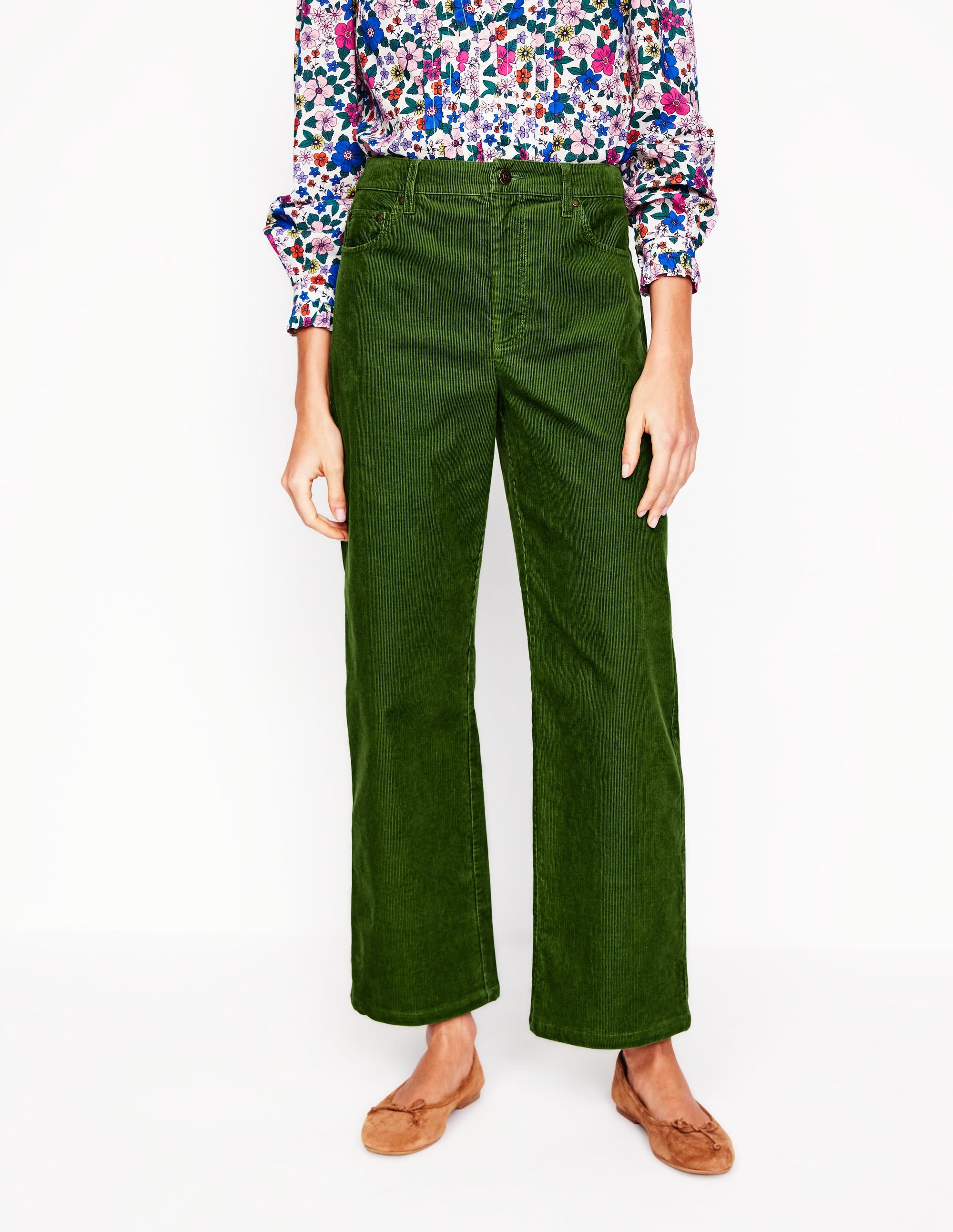 High Rise Straight Cord Jeans-Promenade Green - Image 5