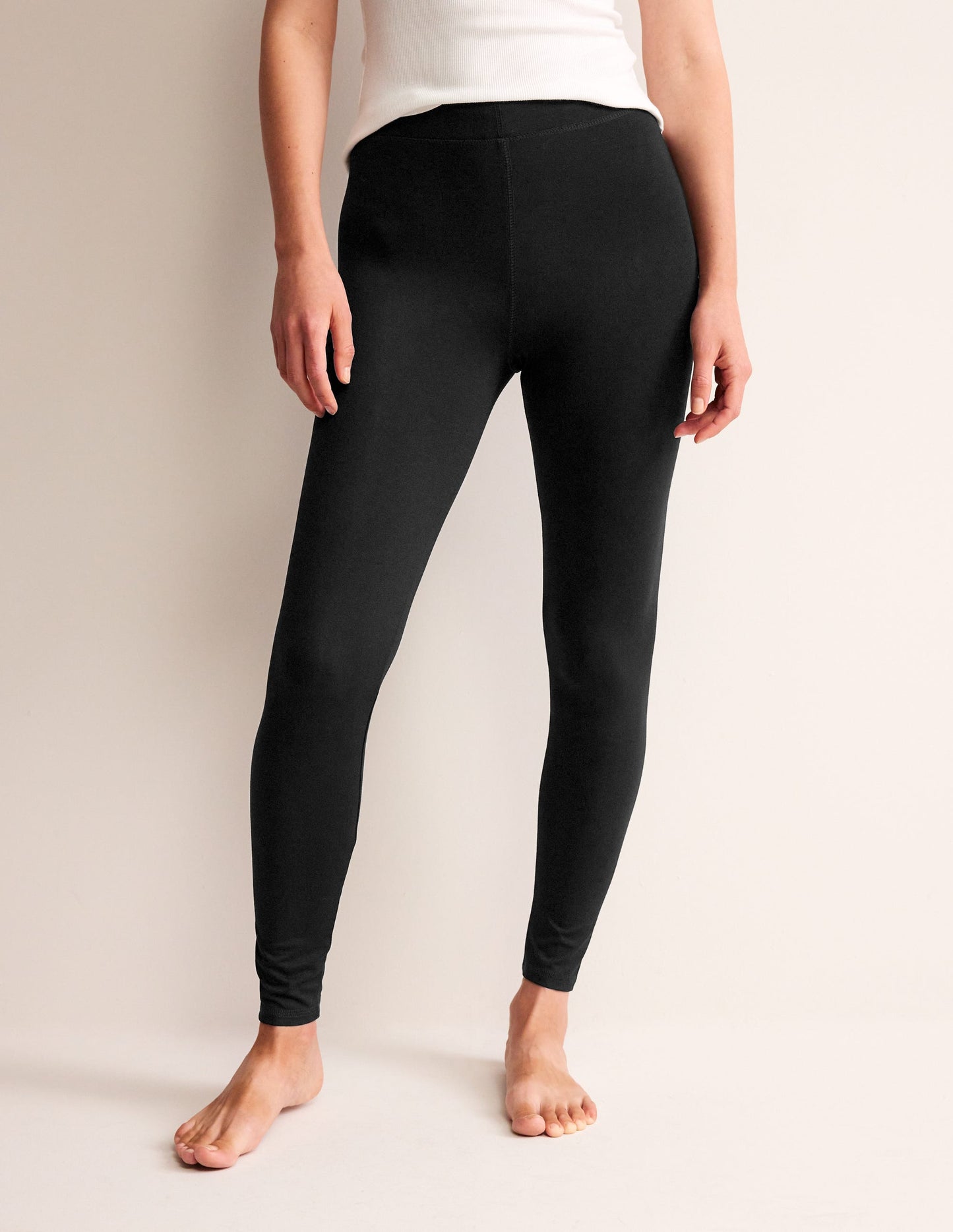 High Rise Jersey Leggings-Black