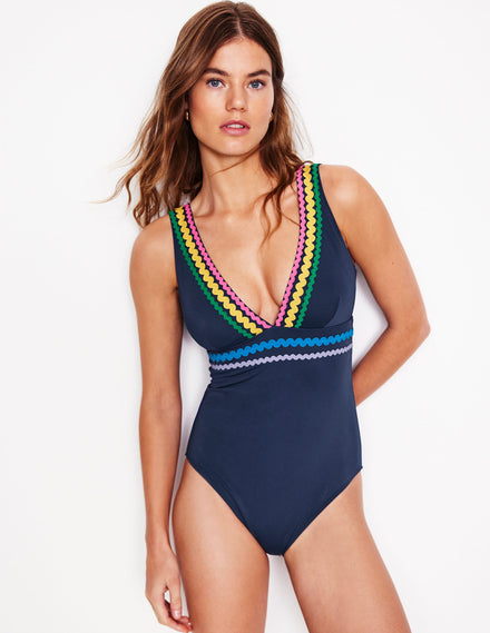 Porto V-Neck Swimsuit-Navy Rik Rak