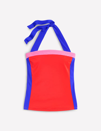 Santorini Tankini Top-Fire Red Colourblock