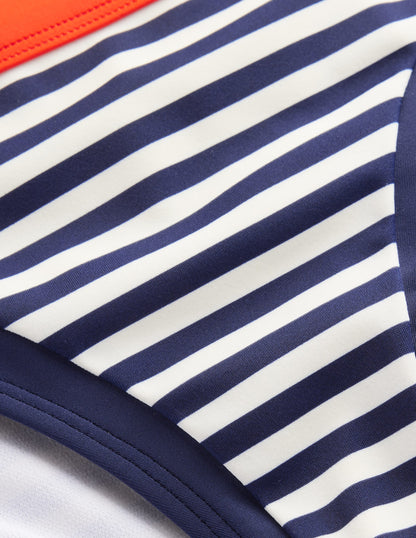 Santorini Bikini Bottoms-Red, Navy Stripe