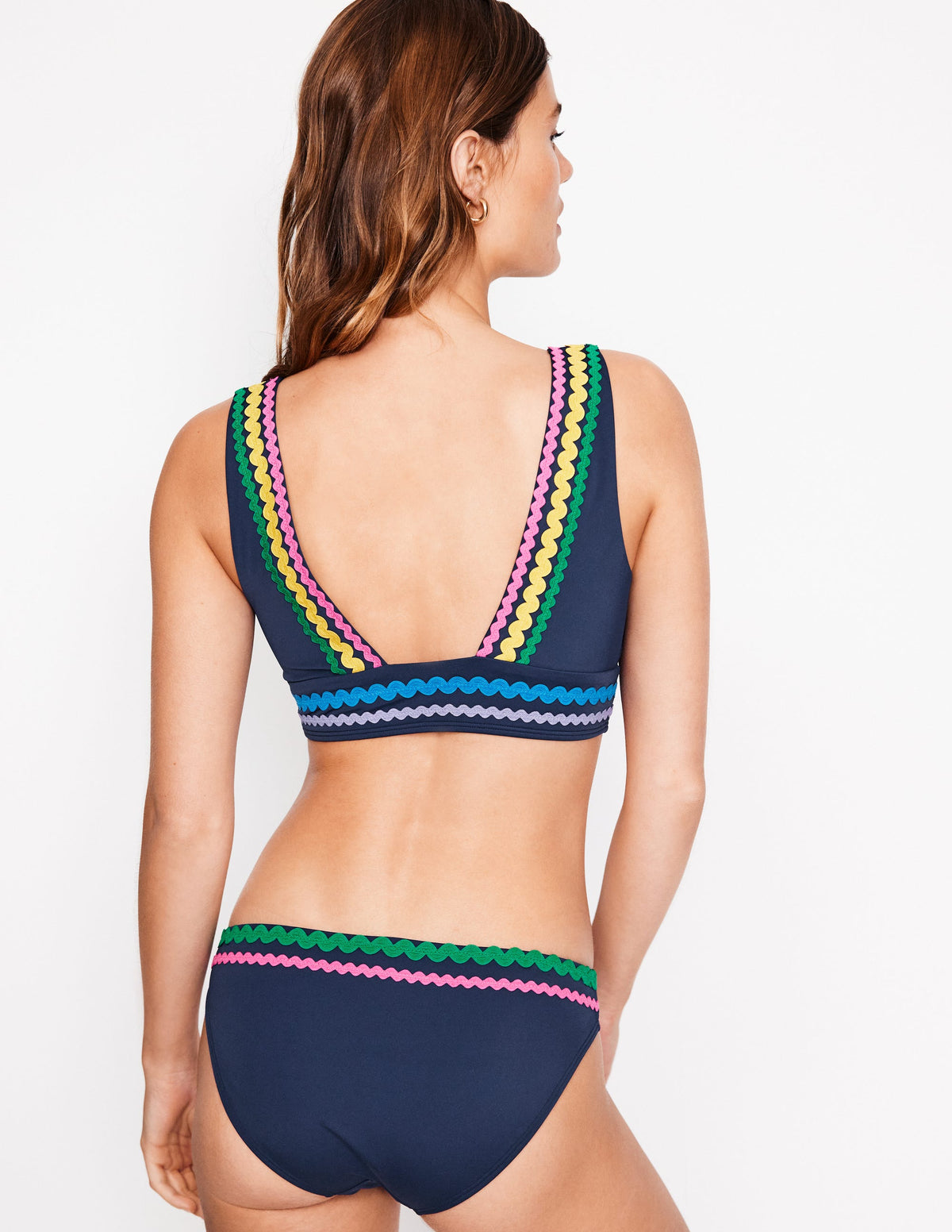 Porto V-neck Bikini Top-Navy Rik Rak - Image 3