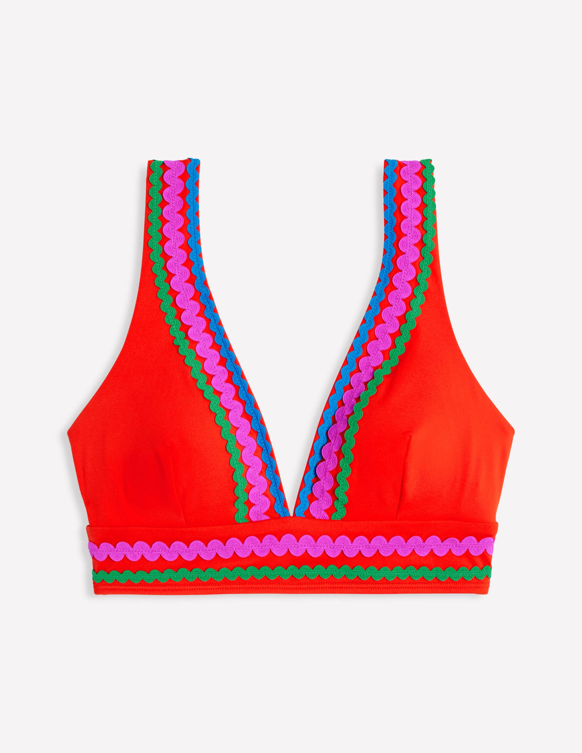 Porto V-neck Bikini Top-Fire Red Rik Rak - Image 6