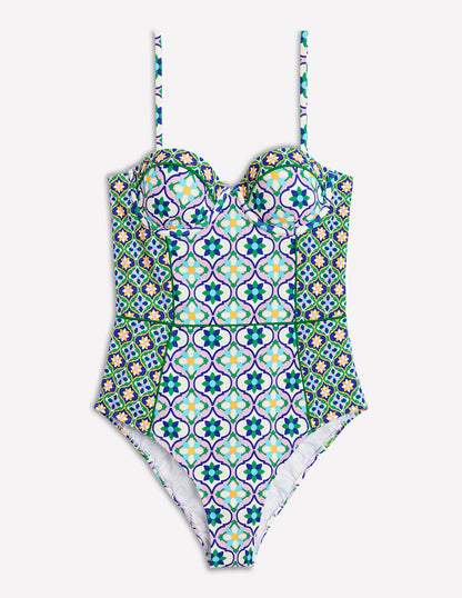 Rhodes Cup-Size Swimsuit-Multi, Floweret Tile