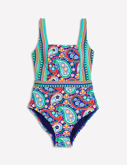 Lefkada Square Neck Swimsuit-Multi, Meadow Paisley