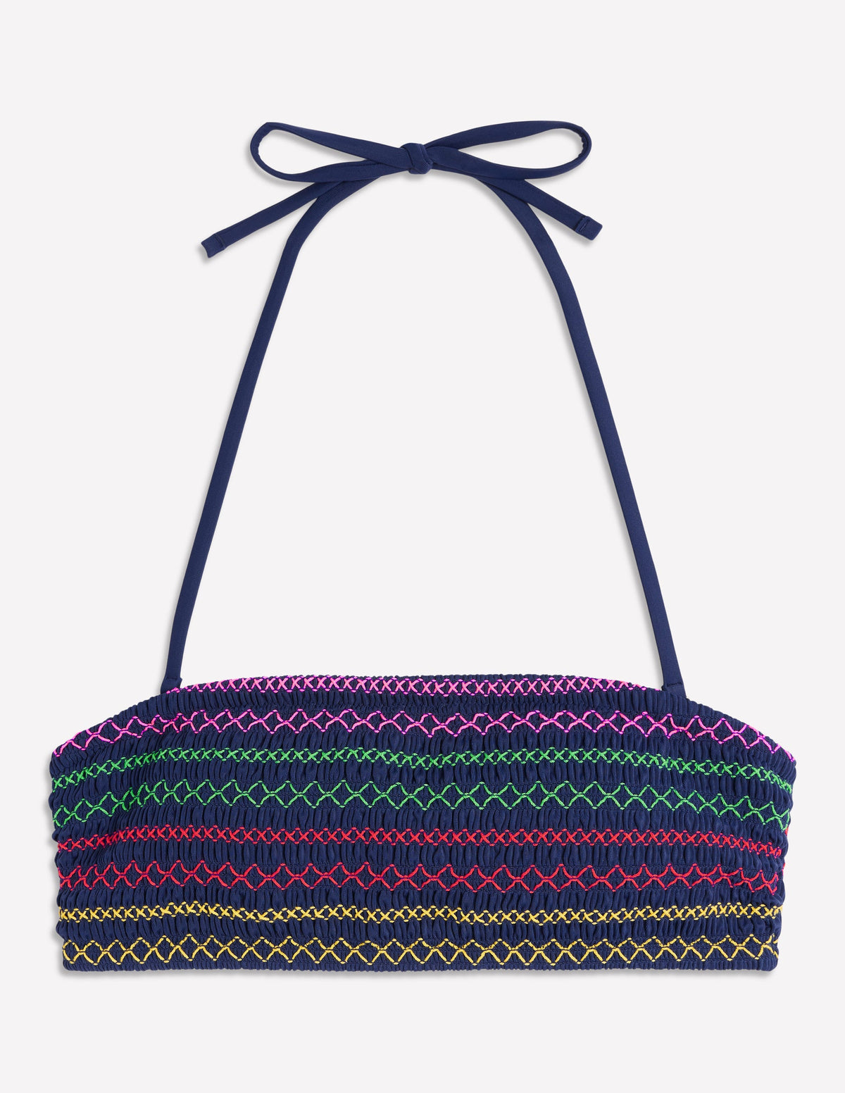 Milos Smocked Bikini Top-Navy - Image 6