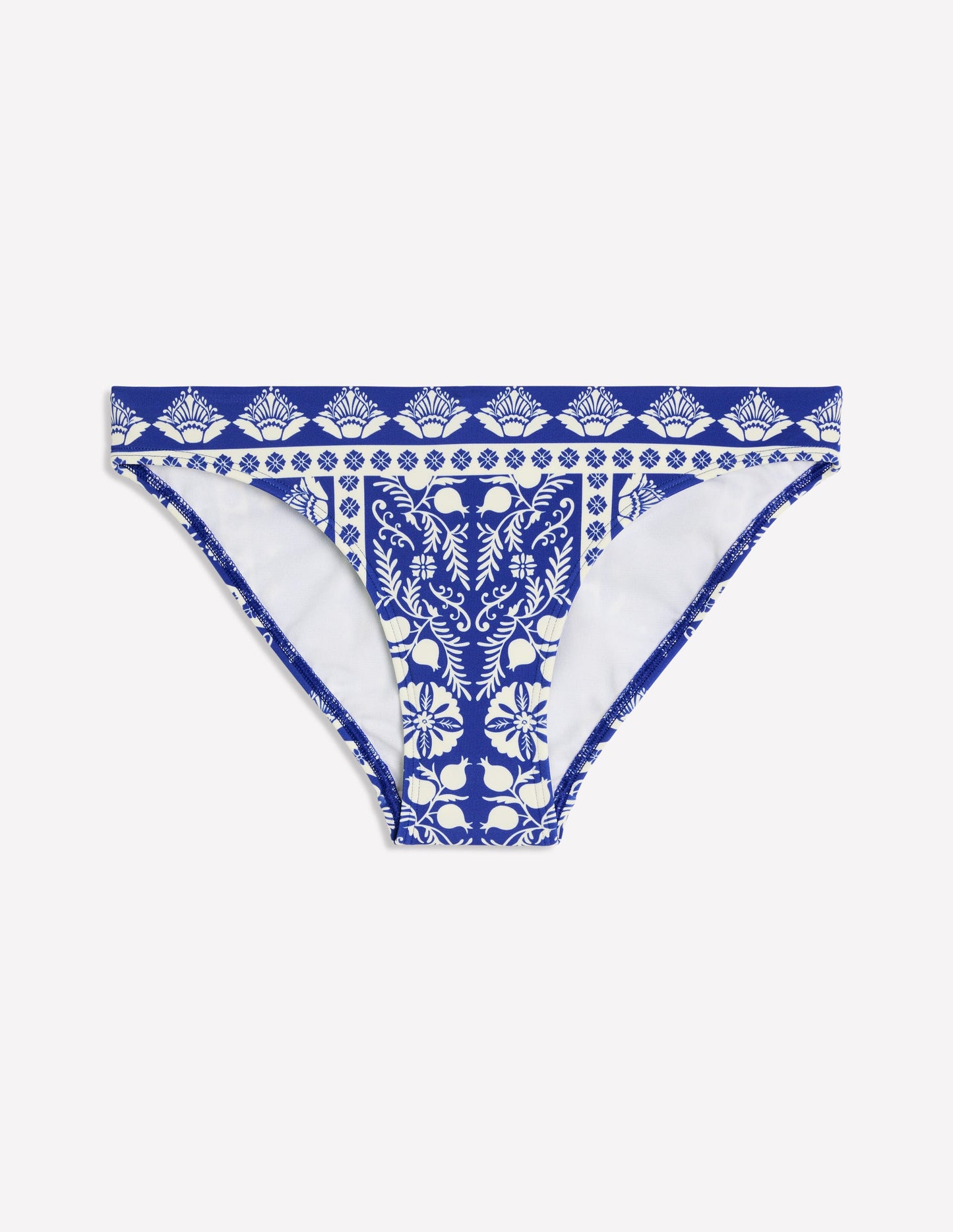 Porto Bikini Bottoms-Bright Blue, Ornate Stripe